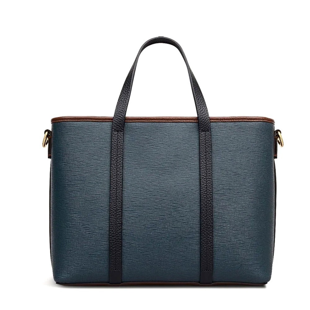Radley London Templeton Place Blue/Brown leather Small Ziptop Grab Crossbody Bag - Picture 3 of 16